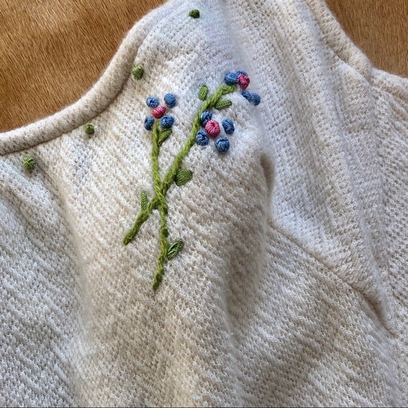 VINTAGE 40s 50s knit embroider swimsuit baby blue - Picture 2 of 6